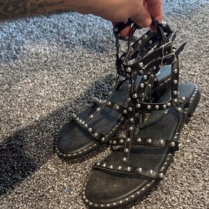 Studded Black Gladiator Sandals - Women's Fashion Sandals